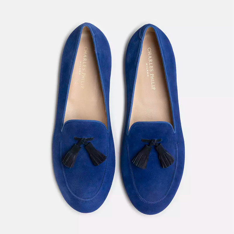 Blue Leather Moccasin