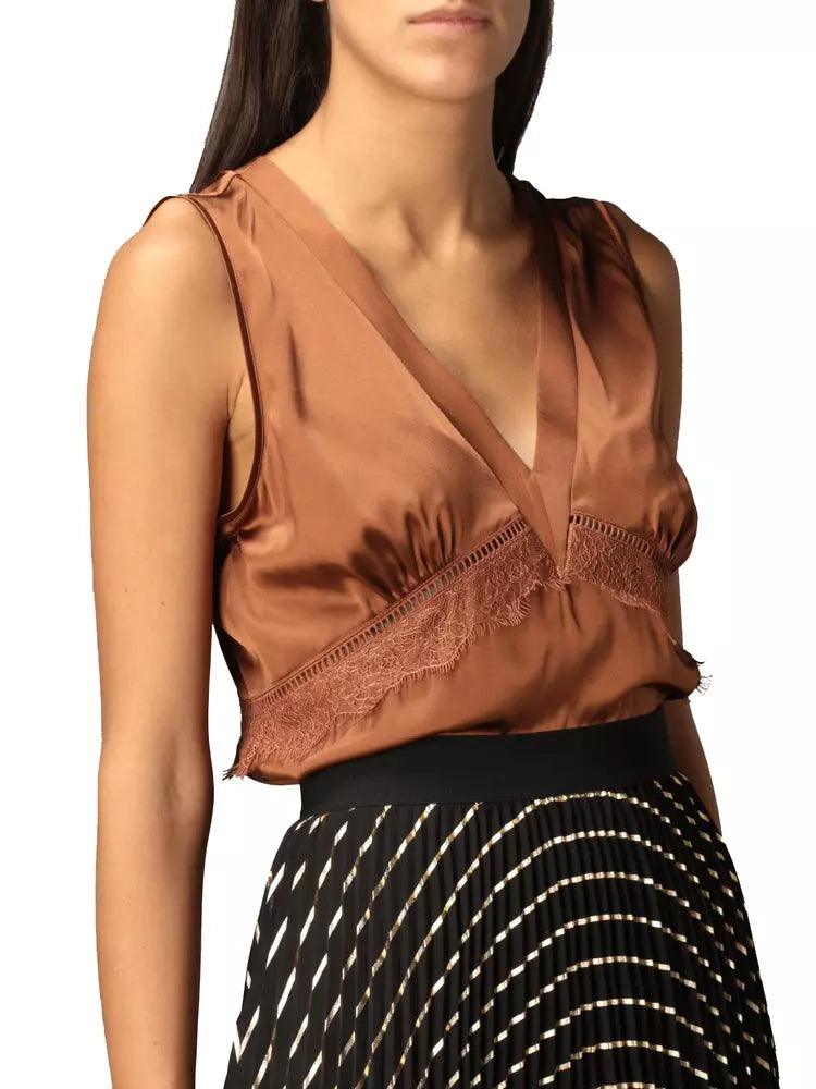 Brown Silk Tops & T-Shirt