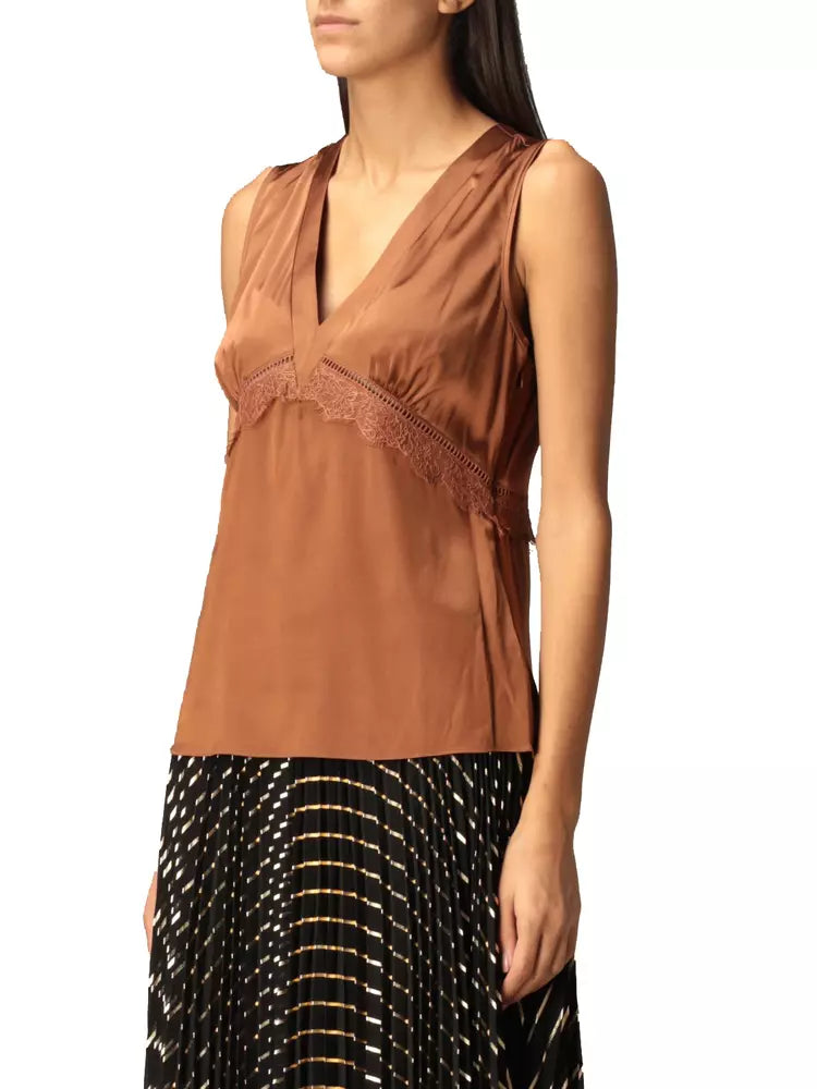 Brown Silk Tops & T-Shirt