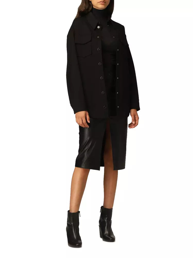 Black Viscose Jackets & Coat