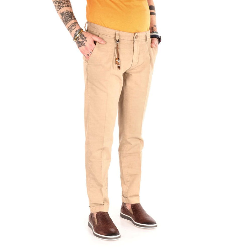 Beige Cotton Jeans & Pant