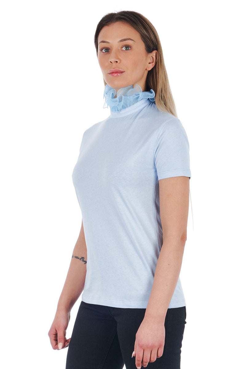 Light-blue Cotton Tops & T-Shirt