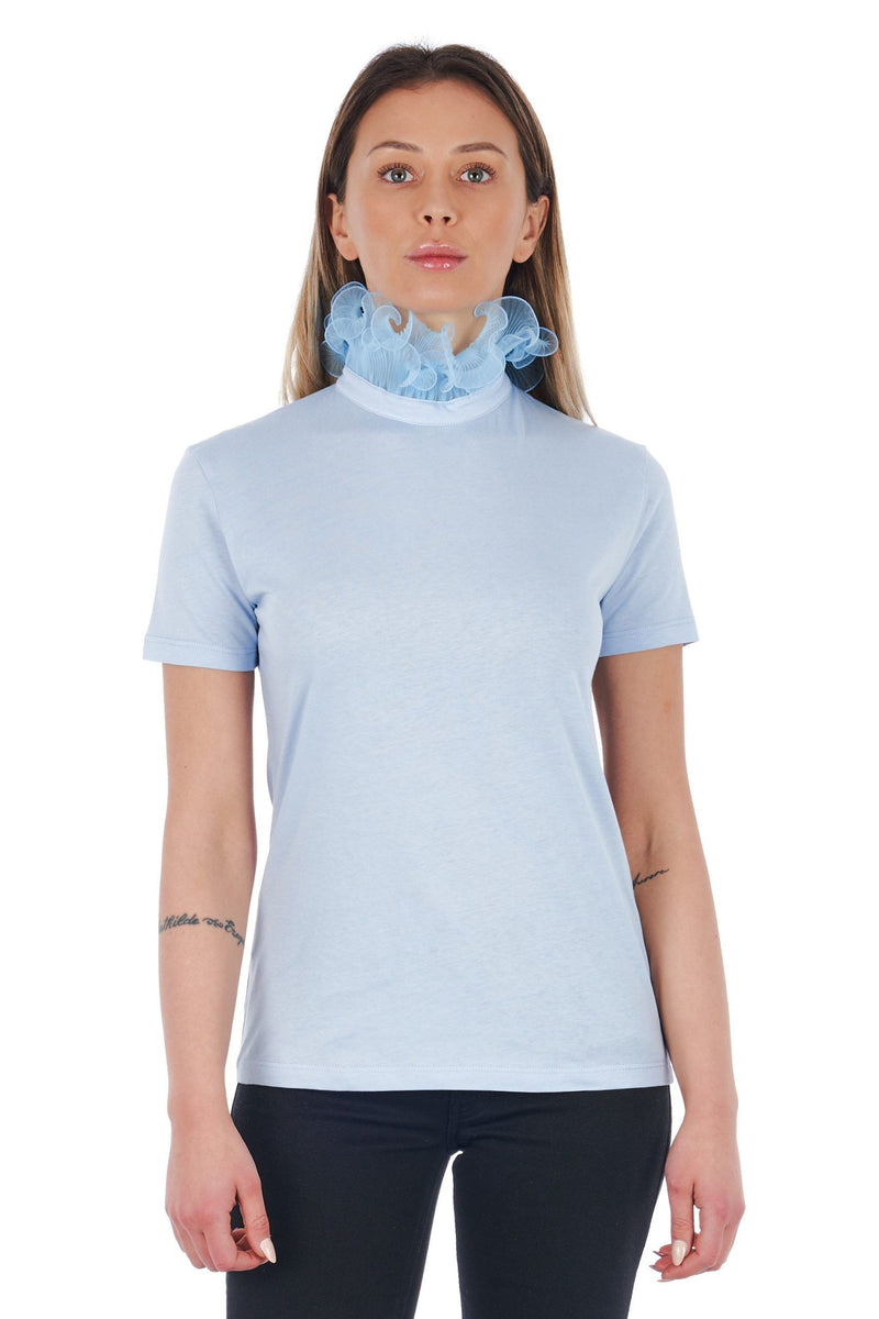 Light-blue Cotton Tops & T-Shirt