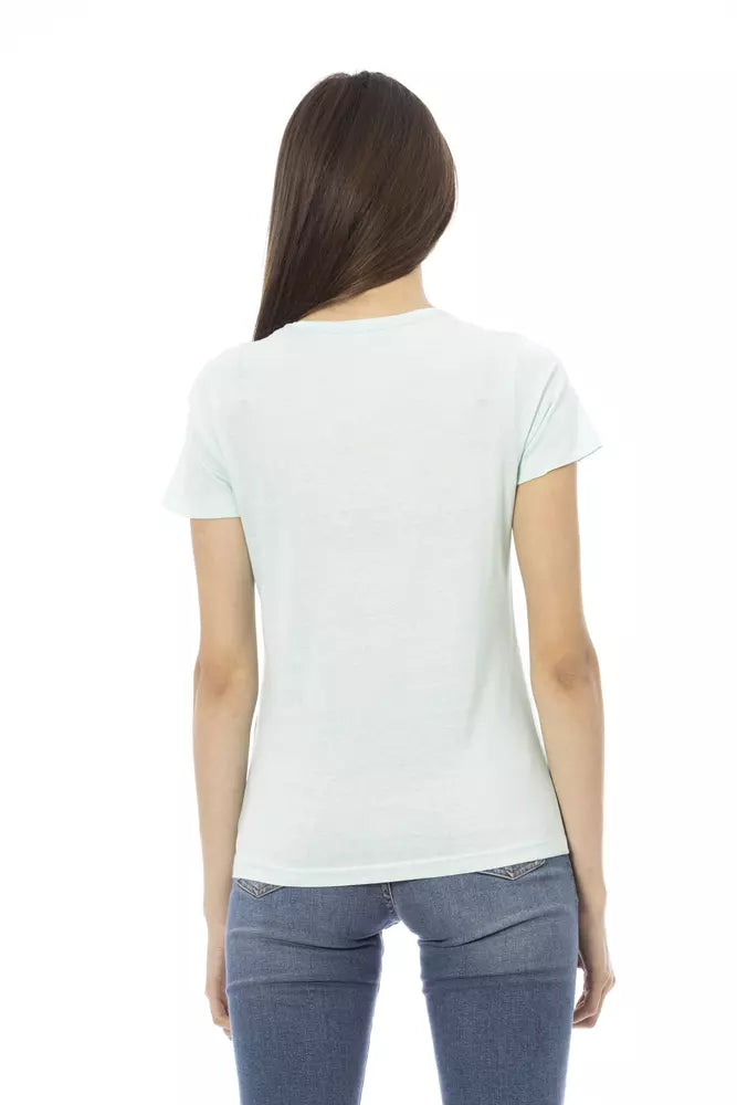 Light-blue Cotton Tops & T-Shirt