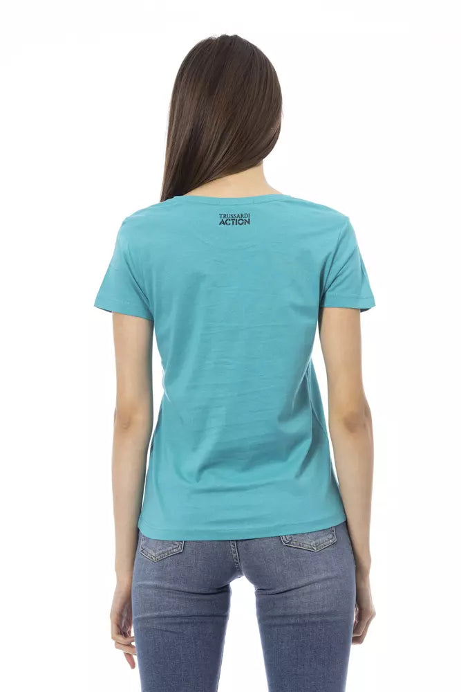 Light-blue Cotton Tops & T-Shirt