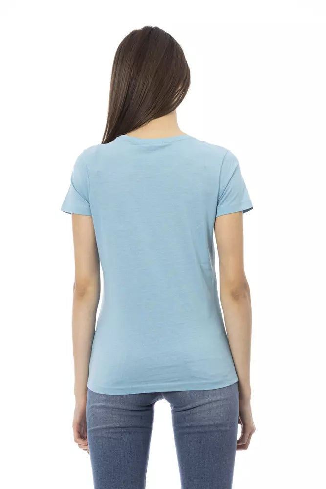 Light-blue Cotton Tops & T-Shirt