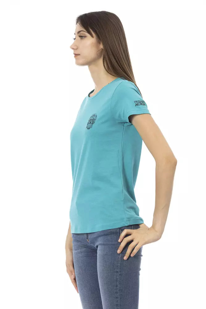 Light-blue Cotton Tops & T-Shirt