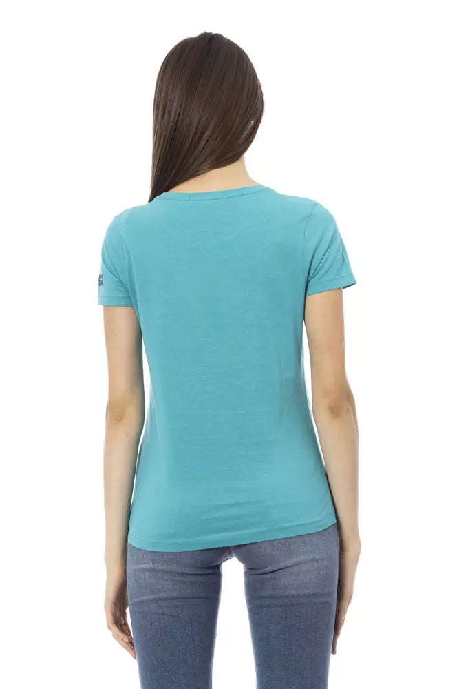 Light-blue Cotton Tops & T-Shirt