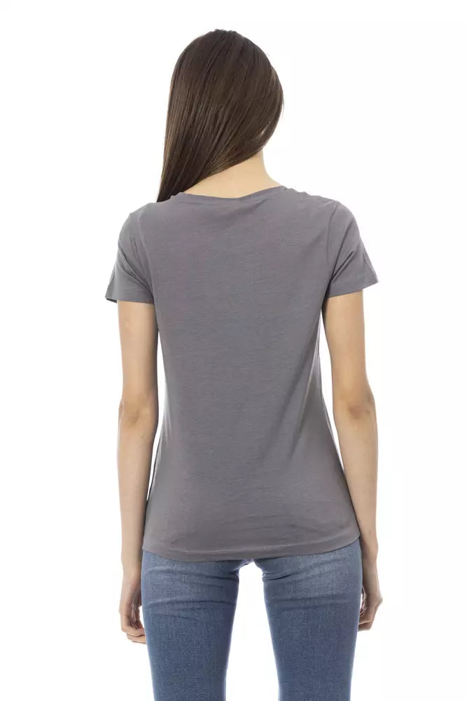 Gray Cotton Tops & T-Shirt