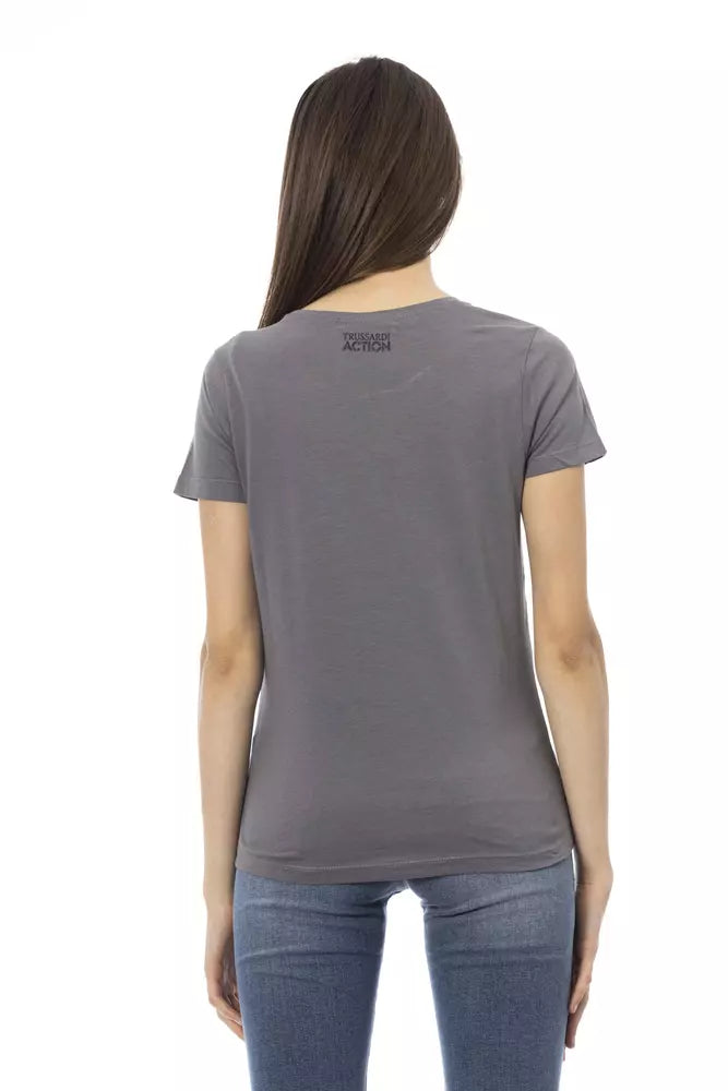 Gray Cotton Tops & T-Shirt