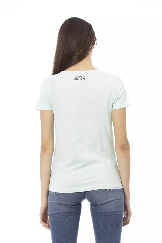 Light-blue Cotton Tops & T-Shirt