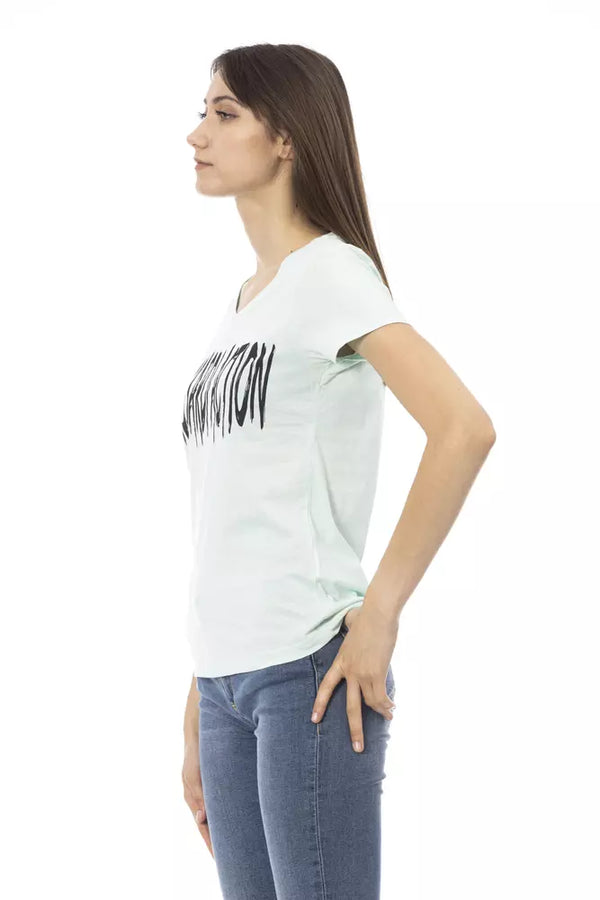 Light-blue Cotton Tops & T-Shirt