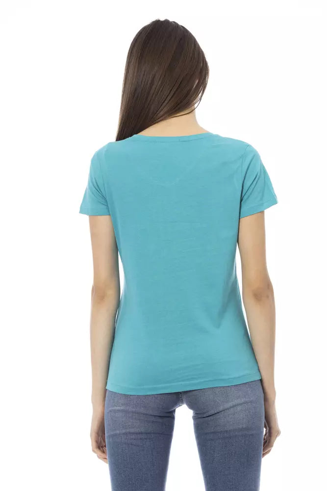 Light-blue Cotton Tops & T-Shirt