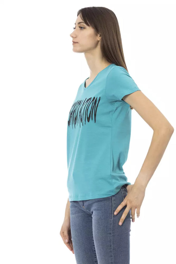 Light-blue Cotton Tops & T-Shirt