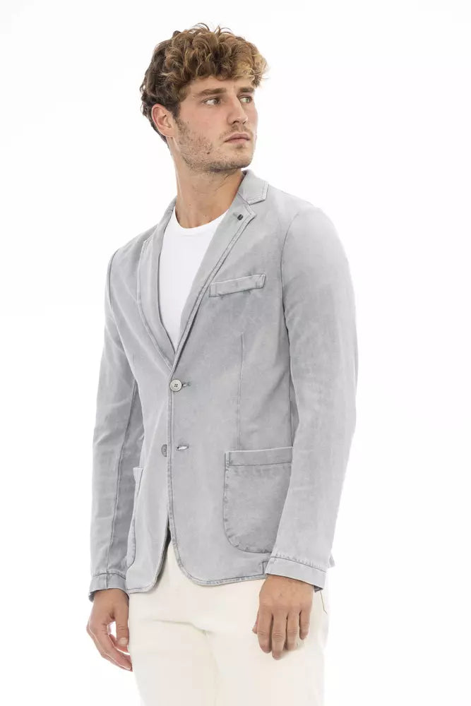 Gray Cotton Blazer