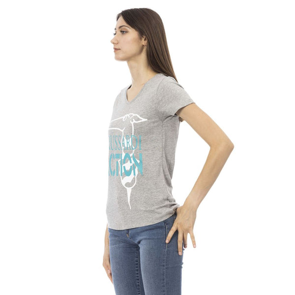 Gray Cotton Tops & T-Shirt