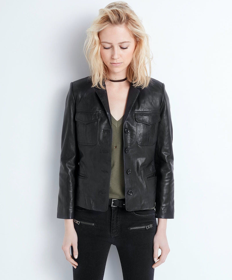 Black Lambskin Jacket Coat