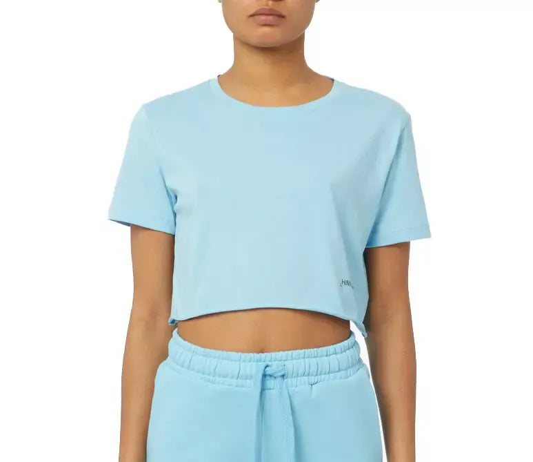 Light Blue Cotton Tops & T-Shirt