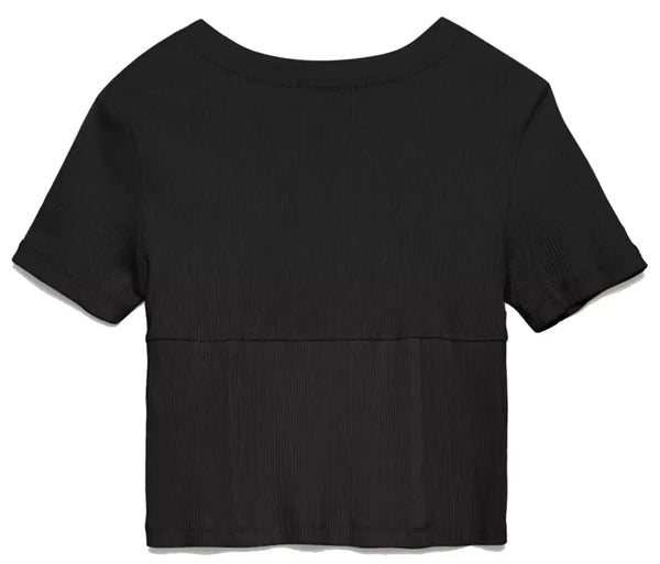 Black Cotton Tops & T-Shirt