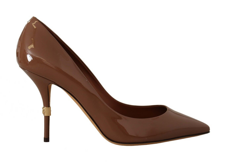 Brown Patent Leather High Heels Pumps Shoes