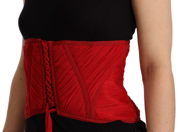 Red Corset Belt Stretch Waist Strap Silk Top