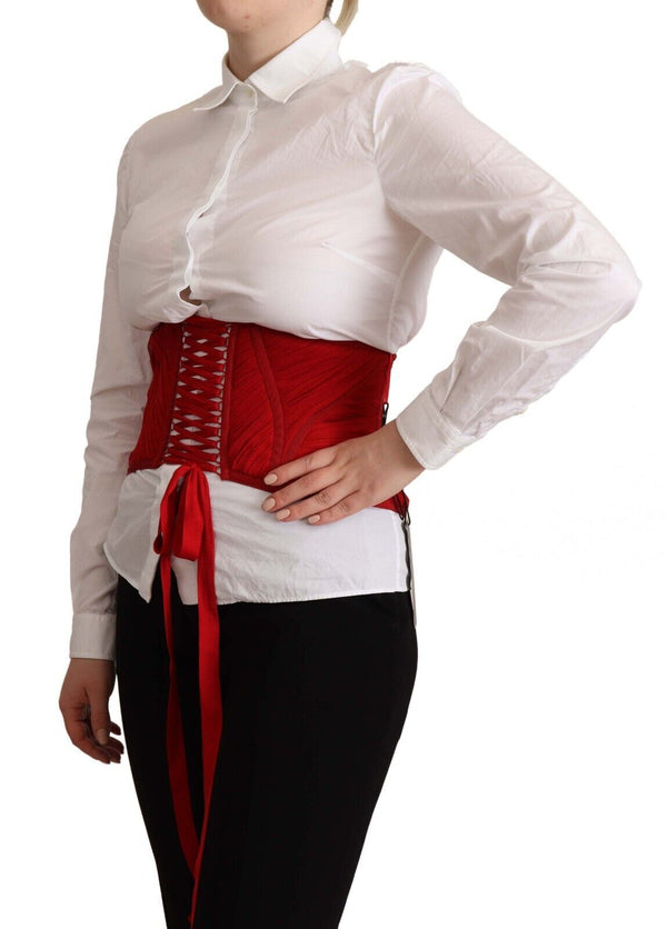 Red Corset Belt Stretch Waist Strap Top