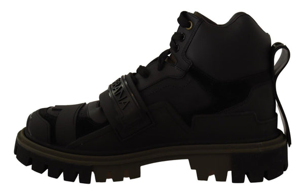 Black Leather Winter Lace-Up Boots Mens Casual Shoes