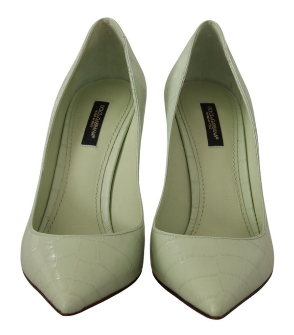 Mint Green Leather Stiletto Heels Pumps Shoes