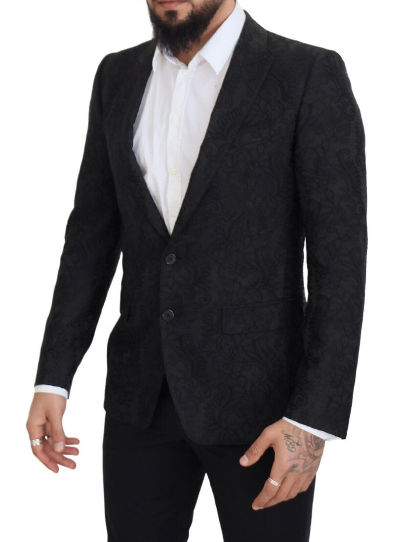 Black Floral Jacquard Single Breasted MARTINI Blazer