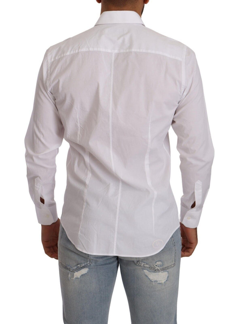 White MARTINI Cotton Slim Dress Formal Shirt