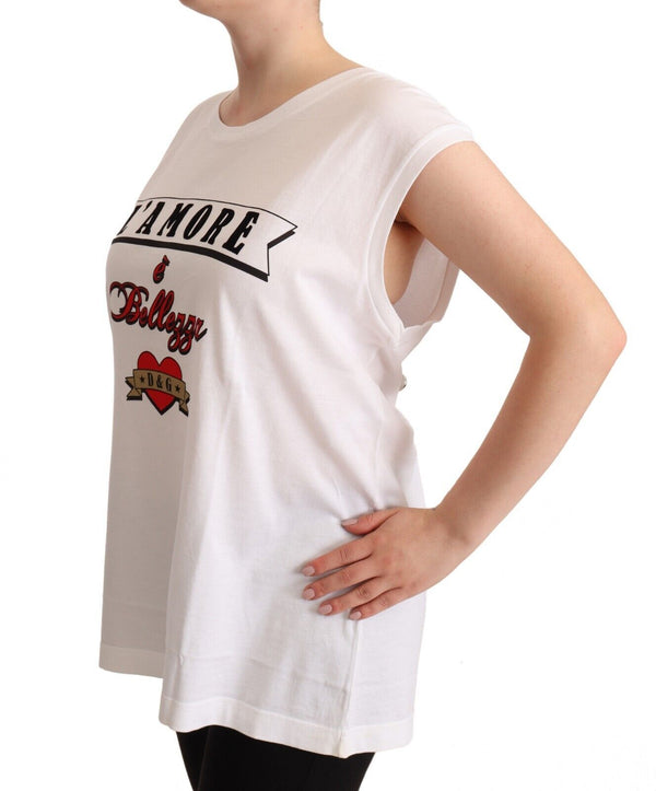 White L'Amore E'Bellezza Tank T-shirt Top