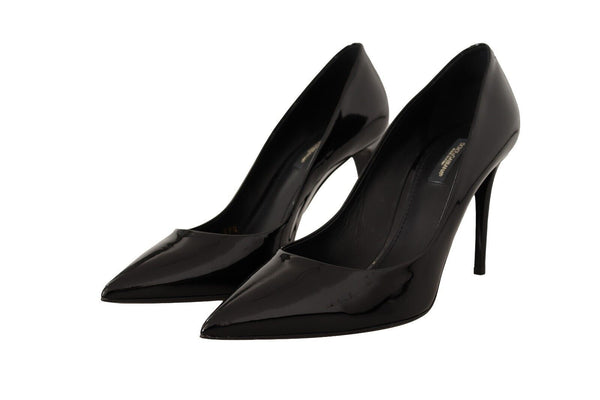 Black Patent Leather Stiletto Heels Pumps Shoes