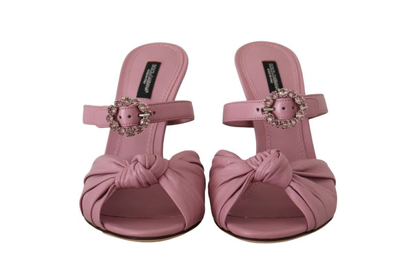 Pink Leather Slip On Heel Sandals Devotion Shoes