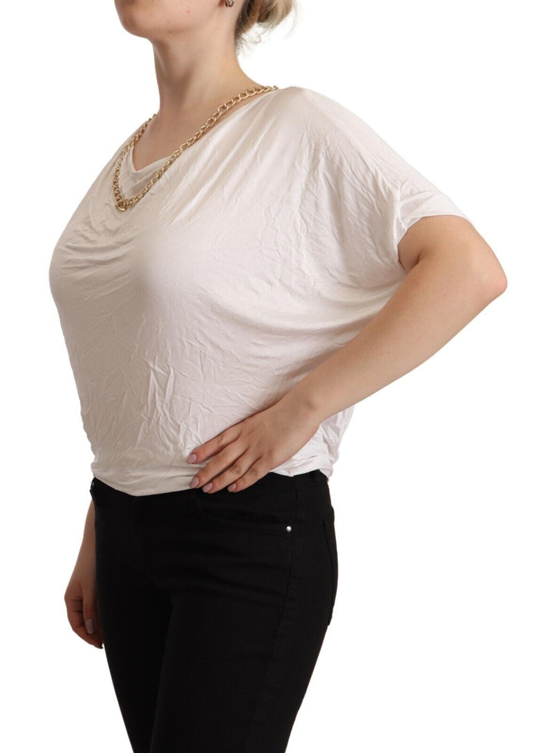 White Short Sleeves Gold Chain T-shirt Top