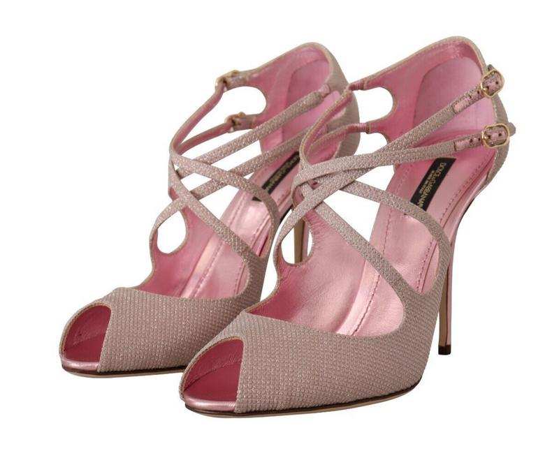 Pink Glittered Strappy Heels Sandals Shoes