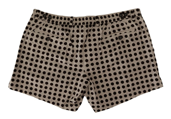 Black White Polka Dots Cotton Linen Shorts