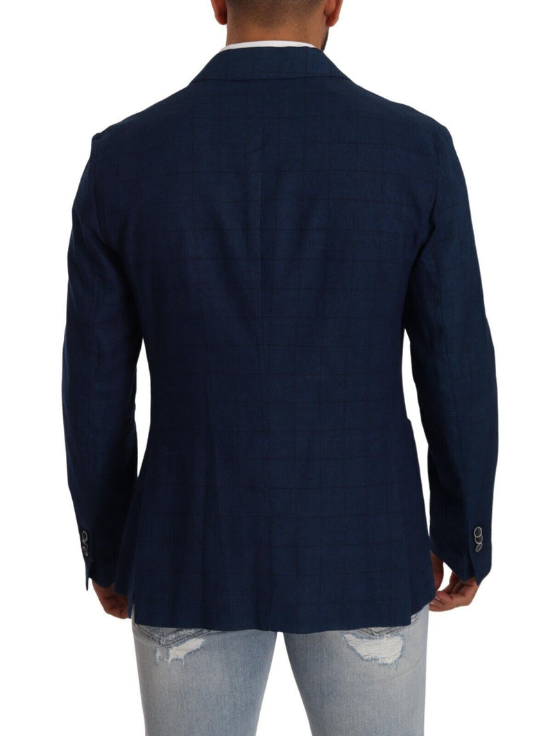 Navy Blue Checkered Jacket Sport Coat Blazer