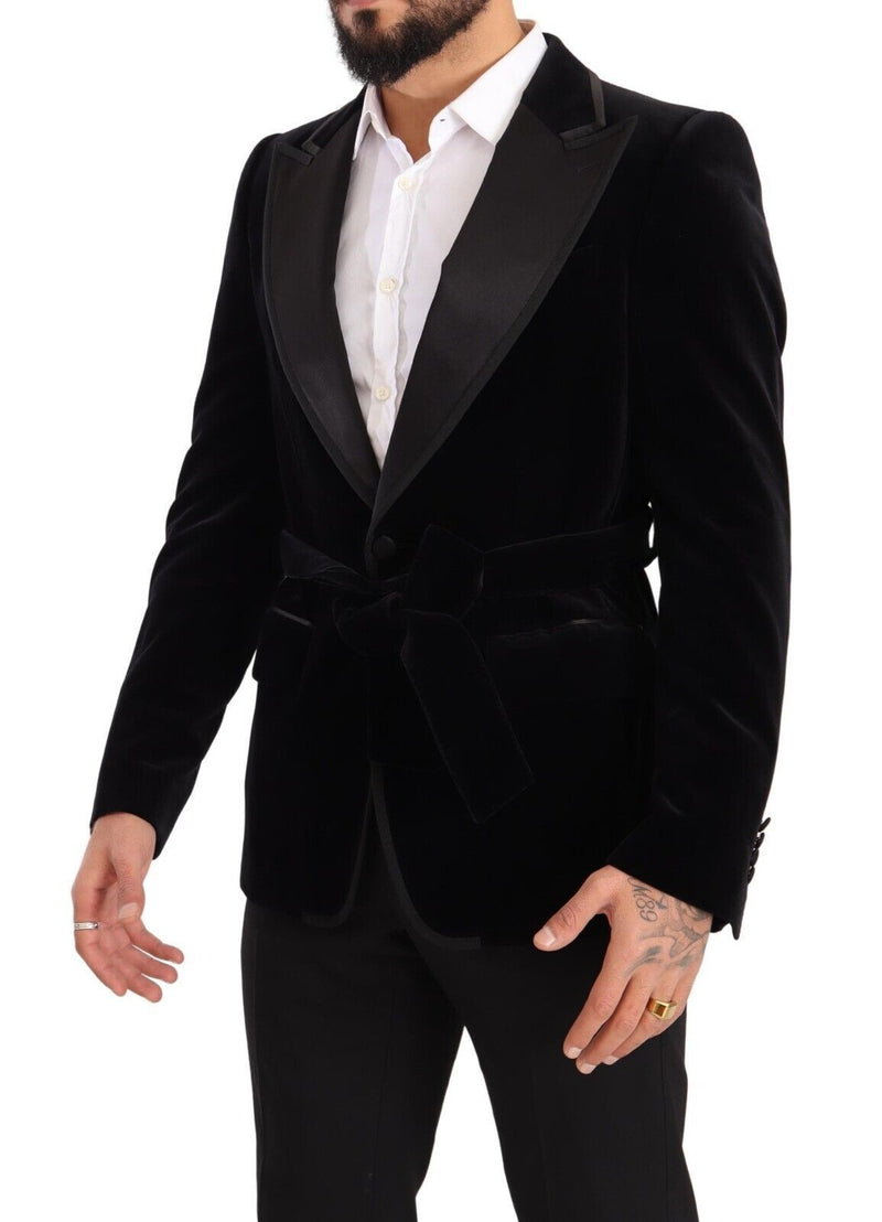 Black Velvet Single Breasted One Button Blazer