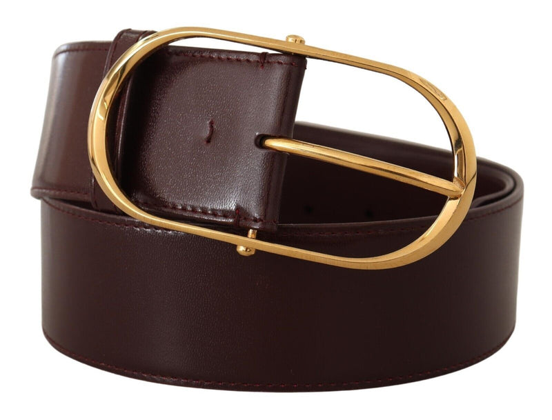 Purple Leather Gold Metal Oval Buckle Belt