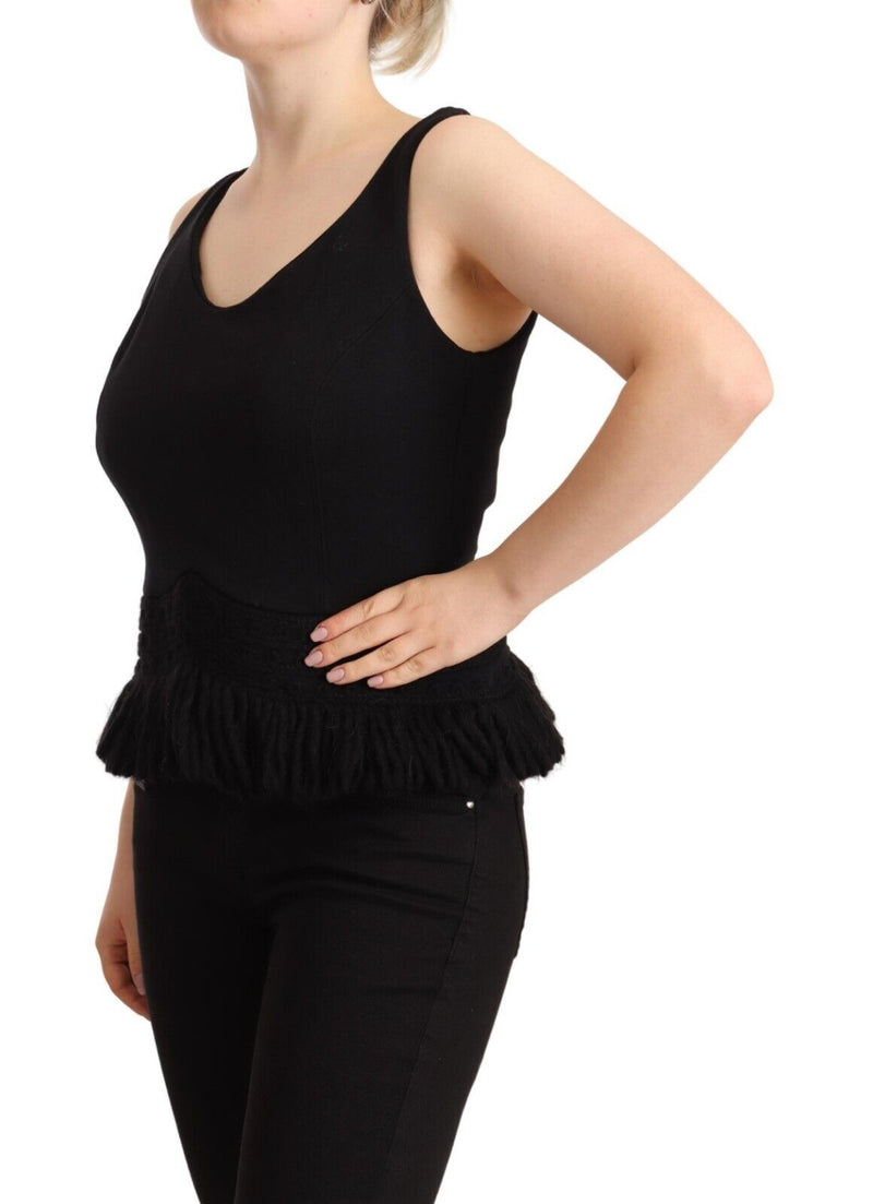 Black Cotton Sleevelesss Tank Casual Top