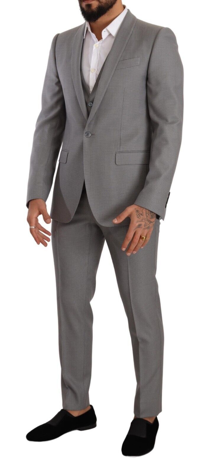 Gray MARTINI Wool Slim Fit 3 Piece Suit