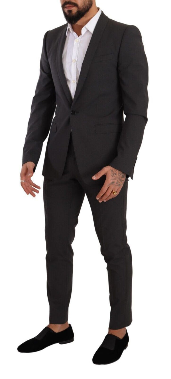 Gray GOLD Wool Single Breasted 2 Piece Suit