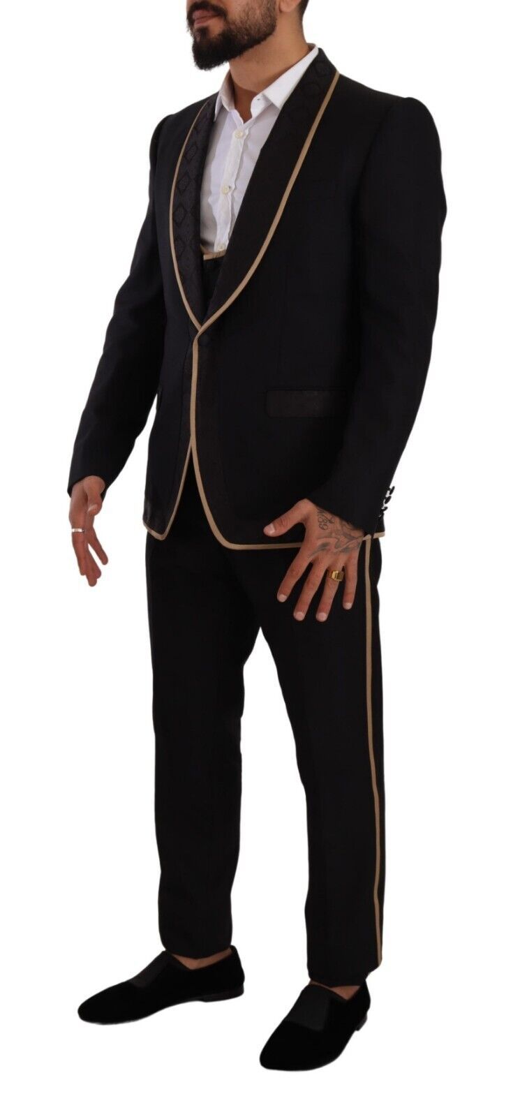 Black SICILIA Single Breasted 3 Piece Suit