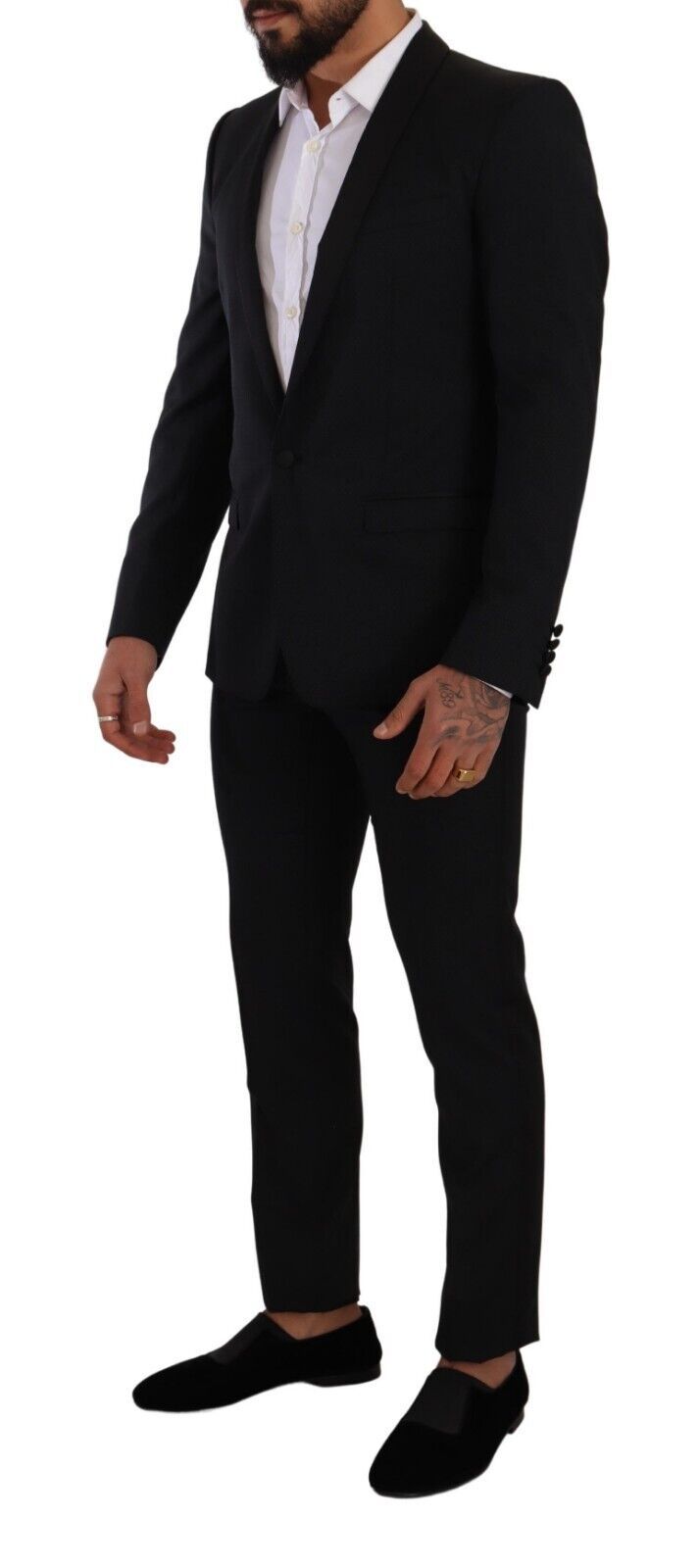 Black Fantasy GOLD Wool Slim Fit 2 Piece Suit