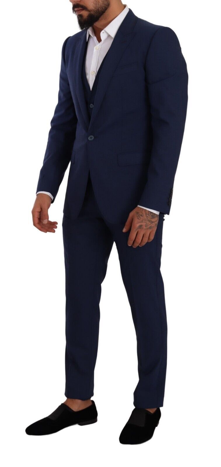 Blue MARTINI Wool Slim Fit 3 Piece Set Suit