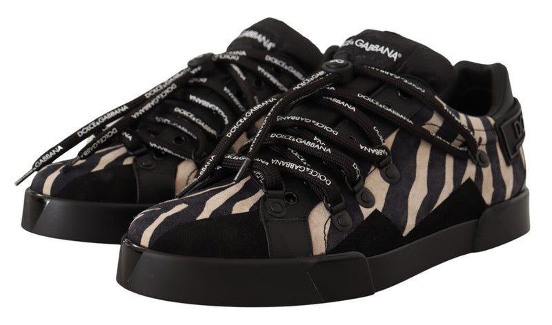 Black White Zebra Suede Rubber Sneakers Shoes