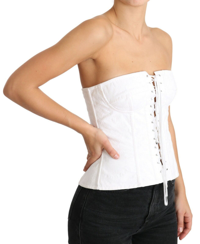 White PALERMO Bustier Cotton Top Corset