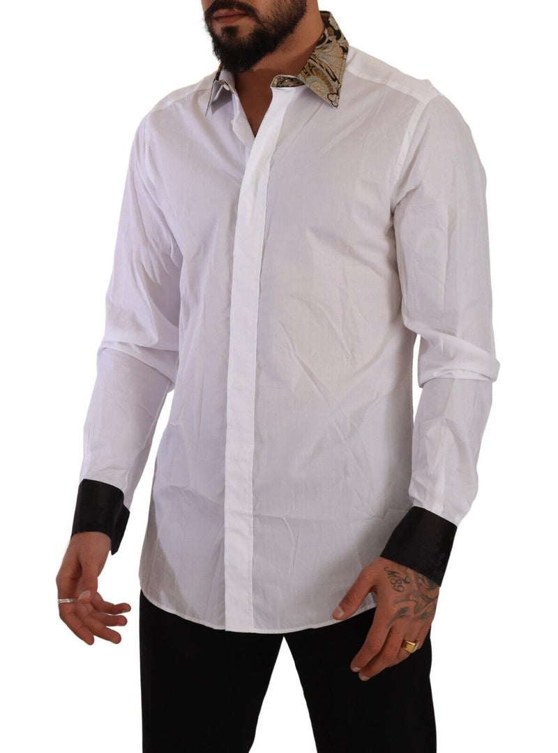 White GOLD Cotton Jacquard Long Sleeves Shirt