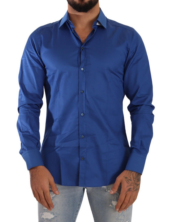 Blue MARTINI Cotton Slim Fit Formal Shirt