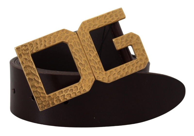 Black Calf Leather Gold Logo Metal Buckle